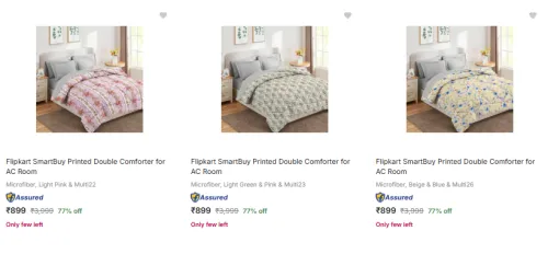 Image of Flipkart SmartBuy Printed Double Comforter for AC Room @ Under ₹899