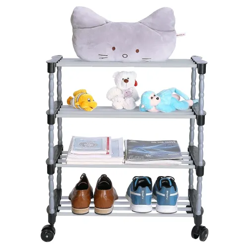 Image of FLIPZON Multipurpose Metal, Plastic Smart Shoe Rack With Wheels | Portable Wide Shelve Storage Rack For Kitchen, Cloth W