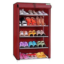 FLIPZON Multipurpose 5 Shelves Shoe Rack with Zip Door Cover