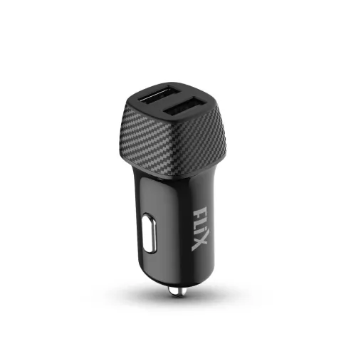 Image of FLiX (Beetel) 2.4A Fast Charging Car Charger, Dual USB Type A connectors, Compatible with All Smartphones,