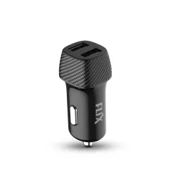 FLiX (Beetel) 2.4A Fast Charging Car Charger, Dual USB Type A connectors, Compatible with All Smartphones, Dashcams, Power Banks & Many More, Supports All Cars 12V Output (24D - Black)