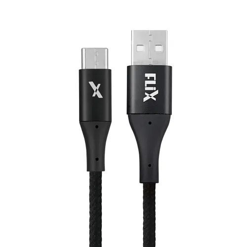 Image of FLiX (Beetel USB to Type C Nylon Braided Data Sync & 2A Smartphone Fast Charging Cable, Made in India, 480Mbps Data Sync