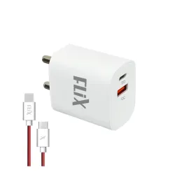 FLiX 33W Dual Charger – Type A & C, with Cable