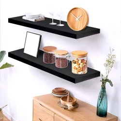 Floating Shelves for Wall, Bathroom Shelves Wall Mounted for Kitchen, Bedroom, Bathroom Storage Over Toilet, Hanging Book Shelf for Wall Home Decor Living Room (Black)