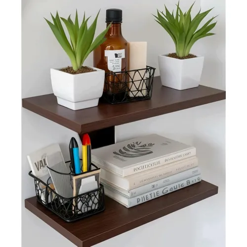 Image of Floating Wall Shelf, Book Shelf Wooden Wall Mounted