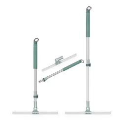 Floor Wiper Squeegee with Silicone Edge & Stainless Steel Pole Plastic