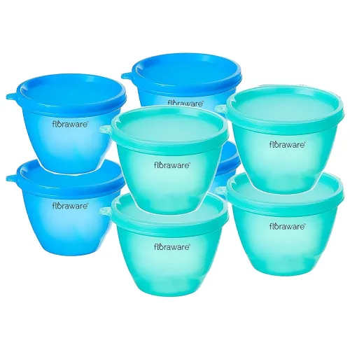 Image of Floraware 500ml Round Storage Containers – Set of 8, Multicolour