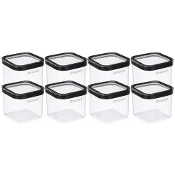 Floraware Airtight Square Storage Containers Set, 8 Pcs (750ml, Black)