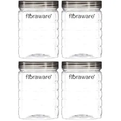 Floraware Checkered Jar Container, Set of 4 (250 ml Each), Black | Air Tight | Kitchen Organizer | BPA Free | Stackable, Plastic