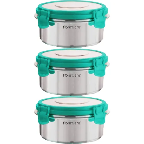 Image of Floraware FL SS Round Lunch Box 500ML Set of 3 SEA Green