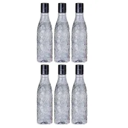 Floraware Food Grade Premium Plastic Fridge Round Water Bottle, Drinking Bottle, 1000ml Pack of 6, Black