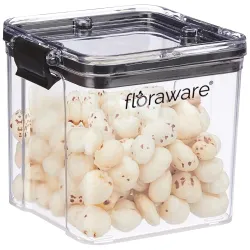 Floraware Food Safe Plastic Multiuse Square Lock & Lock Airtight Container,Multipurpose Jar, Grocery Container 700ml, Set 1, BPA Free, Black