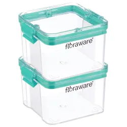 Floraware Food Safe Modular Plastic Square Airtight Containers, Po2