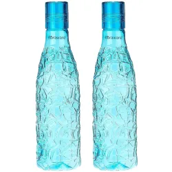 Floraware Food Grade Premium Plastic Fridge Mosaic Water Bottle, BPA Free | 100% Leak Proof | Office Bottle | Gym Bottle | Home | Kitchen | Travel Bottle Drinking Bottle, 1000ml Pack of 2, B...