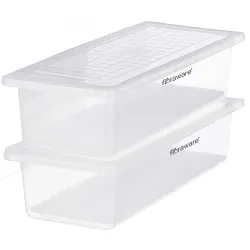 Floraware Plastic Fridge Storage Box, Multipurpose Box With Drain Plate At Bottom 1400Ml Bpa Free, Transparant, Pack Of 