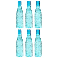 Floraware Food Grade Premium Plastic Fridge Round Water Bottle, Drinking Bottle, 1000ml Pack of 6, Blue