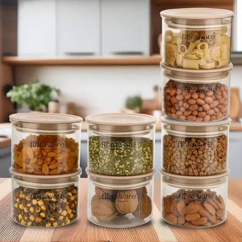 Image of Floraware Plastic Storage Jar and Container Set of 8
