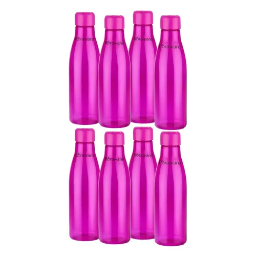 Image of Floraware Food Grade Premium Plastic Fridge Round Water Bottle, Drinking Bottle, 1000ml Pack of 8, Pink