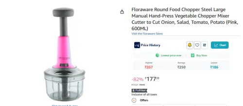 Image of Floraware Round Food Chopper Steel Large Manual Hand-Press Vegetable Chopper