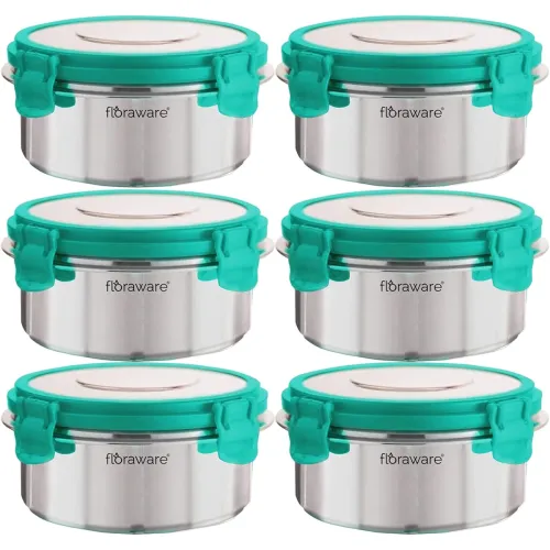 Image of Floraware FL SS Round Lunch Box 300ML Set of 6 SEA Green