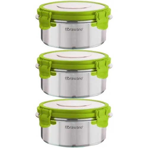 Image of Floraware FL SS Round Lunch Box 500ML Set of 3 Green