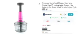 Floraware Round Food Chopper Steel Large Manual Hand-Press Vegetable Chopper