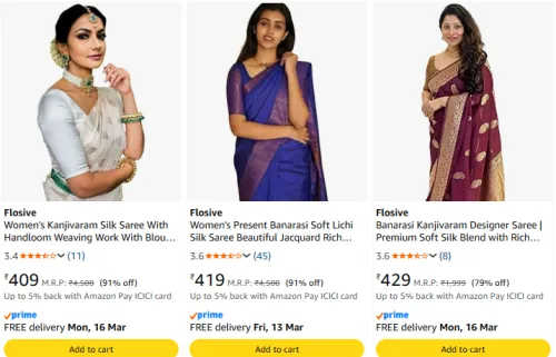Image of Flosive Women's saree Upto 91% Discount