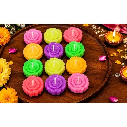 Image of Flower Candle Set for Home Decoration | Decorative Floral Rose Candlles