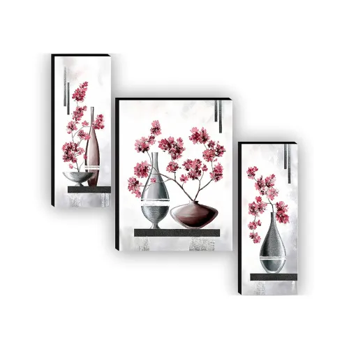 Image of SAF Flower Pot Wall Art Set of 3 with Frame