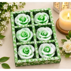 Flower Shaped Decorative Candles Set of 6, Rose Design Candles for Home Décor