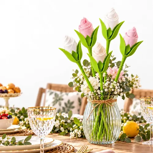 Image of Flower Tissue Holders Set of 6, Reusable Floral Tissue Rings for Dining Tables