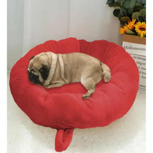 Image of Fluffy Plush Round Dog Bed Cushion 77cm
