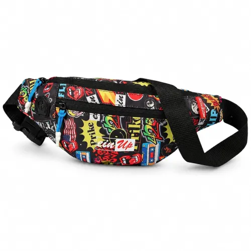 Image of Fluffy Printed Waist Bag Elegant Style Travel Pouch Passport Holder with Adjustable Strap for Men Chest Fanny Pack Women