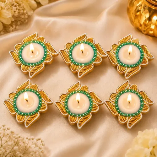 Image of Flux Global Decorative Wax Diya Candles (Pack of 6)