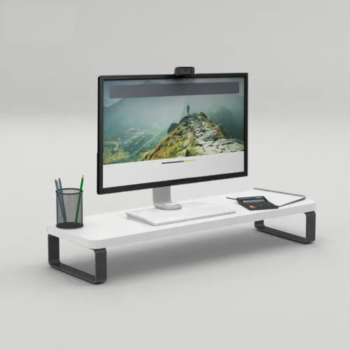 Image of Flux Monitor Stand Riser – Non-Slip, White (59.5×20×12cm, DIY)