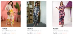 FLUXUS Women Floral Printed Kurta with Palazzos @ ₹689