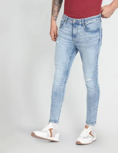 Image of FLYING MACHINE Men Skinny Mid Rise Blue Jeans