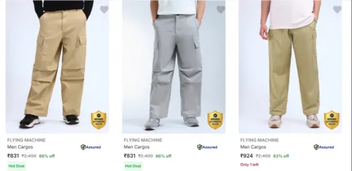 Image of Flying Machine Men's Cargos at minimum 60% Discount