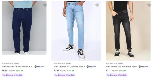 Image of Flying Machine Mens Jeans Minimum 64% Discount