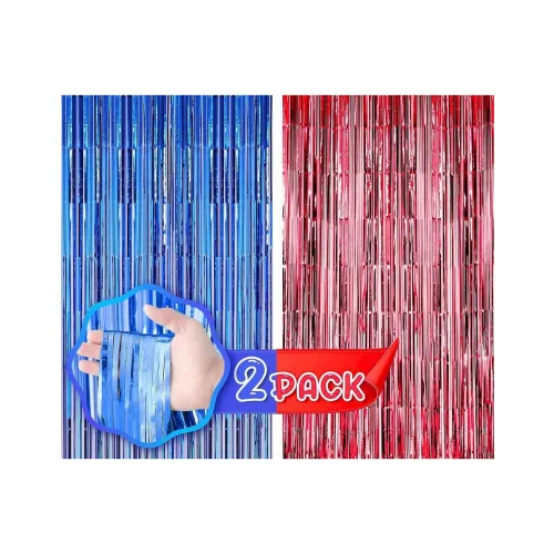 Image of Flyloons Blue and Red Foil Curtains