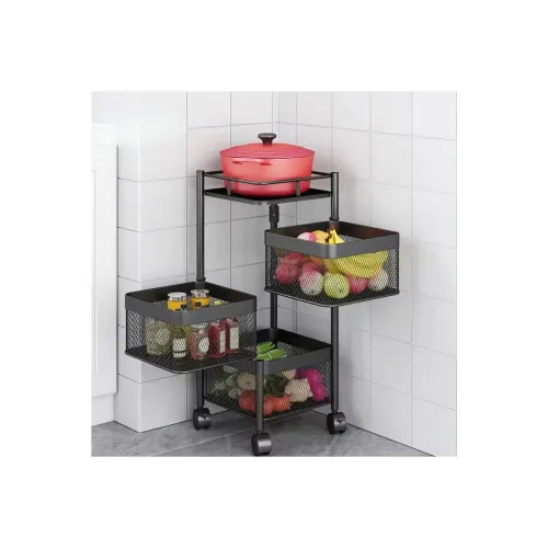 Image of flymore Metal Kitchen Trolley Square Onion Baskets for Storage