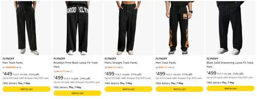 Image of FLYNOFF Men Track Pants upto 70% discount 