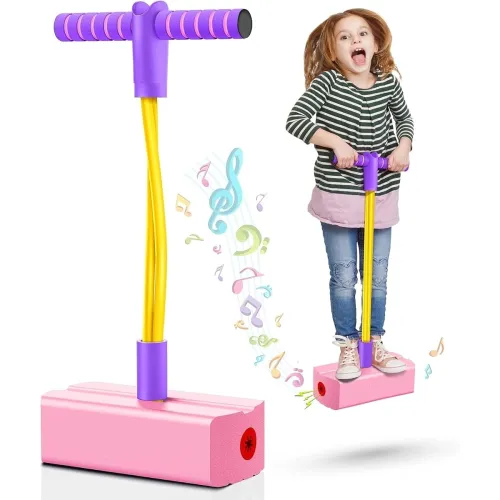 Image of Pogo Stick Toy for Kids Pink Outdoor Fun