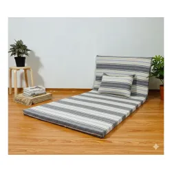 Foldable Mattress Queen Bed Size 5 x 6 Feet | Soft Foam Folding Floor Sleeping Mattress with 1 Filled Pillow for Travel, Camping, Home, Yoga Hostel Guest Room PG Use | Brown White Stripped
