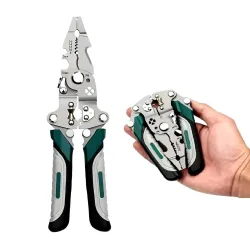 Foldable Wire Stripper Pliers with Cutting and Crimping Function, Multi-Function Electrician Hand Tool