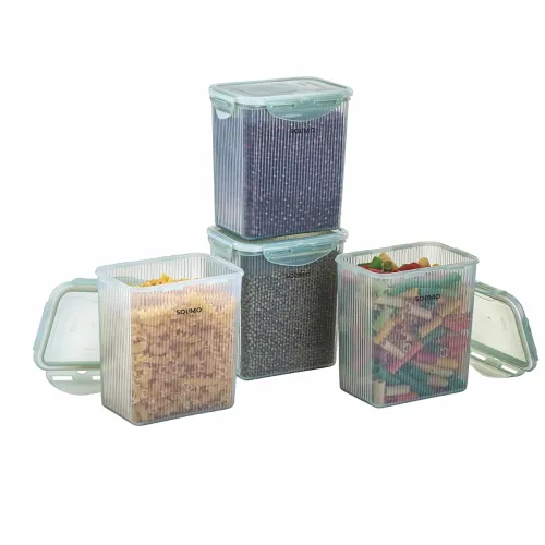 Image of Amazon Brand - Solimo Linea 4 Side Lock Airtight Plastic Storage Containers Food Grade Set of 4 (1.5L Each)