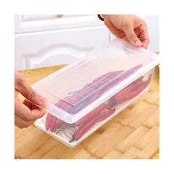 Food Storage Container with Lid- Unbreakable Stackable Plastic Freezer Storage Container with Drain Plate and Lid for Fridge Storage Box for Fish, Meat, Vegetables, and Fruits (Pack of 2)
