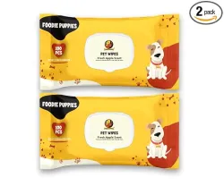 Foodie Puppies Anti-Bacterial 200 Pulls Pet Wet Wipes (Fresh Apple) - 100 Wipes (Pack of 2) | Grooming Wipes for Dogs, Puppies, Cats, Rabbits & Small Animals | SLS Free, Paraben Free & Cruel...