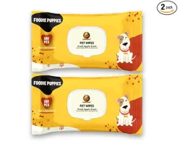 Foodie Puppies Anti-Bacterial Pet Wipes, 200 Pulls (Apple, Pack of 2)