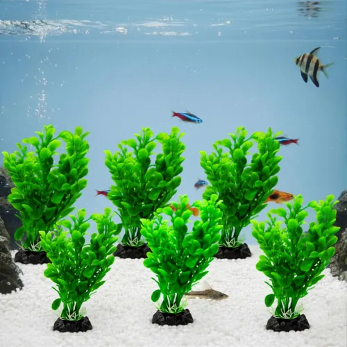 Image of Foodie Puppies Aquarium Plastic Plant Green Artificial (Ficus Plant, Small, 10 x 4 x 11 cm) with Resin Base | Decorative